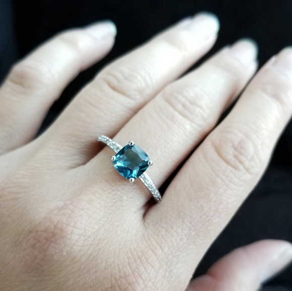 💎NEW💎 SILVER PEACOCK BLUE SAPPHIRE RING - Picture 6 of 13